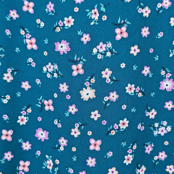 Molly & Isadora Kara Tie-Front Kimono Sleeve Tunic Top in Teal Floral Print 2X - Picture 7 of 10